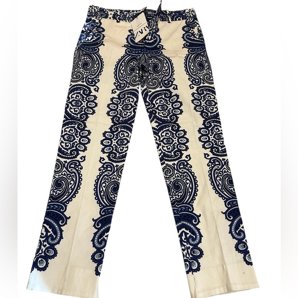 Zara size 2 NWT wild paisley pattern chino pants- super fun - Picture 1 of 14